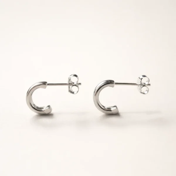 Double Silver Semi-Open Earrings