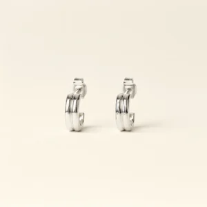 Double Silver Semiopen Earrings Double Silver Semi-Open Earrings