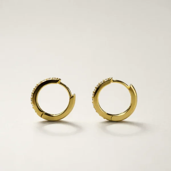 Roulette Gold Pave Huggies