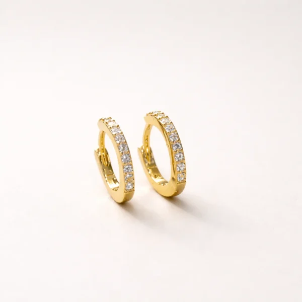 Roulette Gold Pave Huggies
