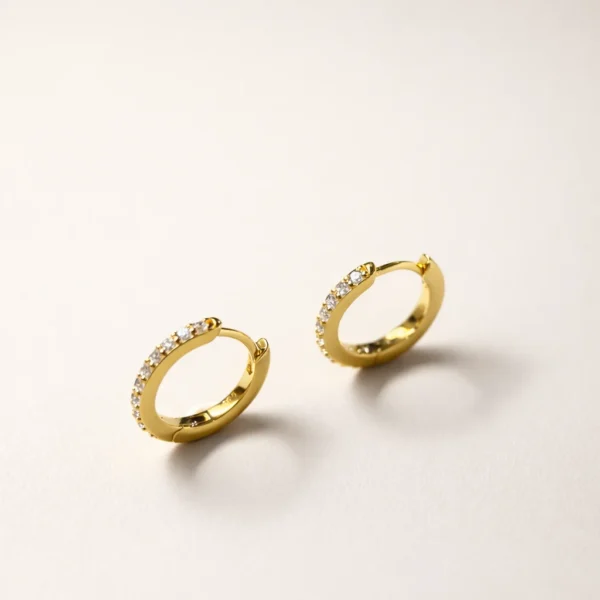 Roulette Gold Pave Huggies