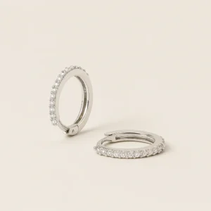 Roulette Silver Pave Huggies Roulette Silver Pave Huggies