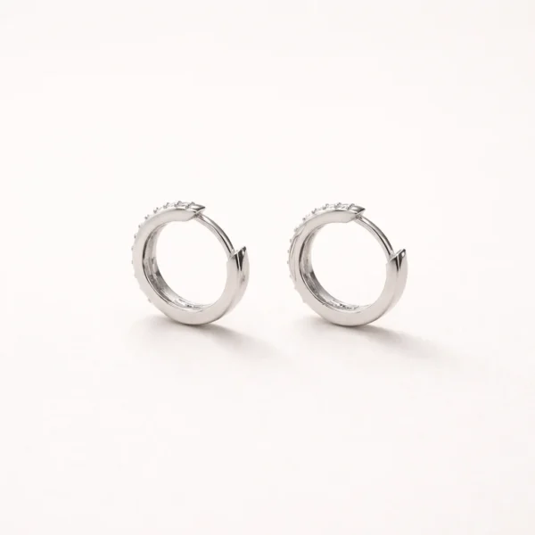 Roulette Silver Pave Huggies