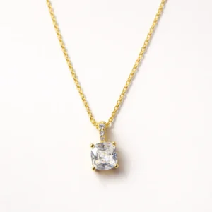 Square Gold Solitaire Necklace Square Gold Solitaire Necklace