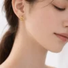 Double Gold Semi-Open Earrings