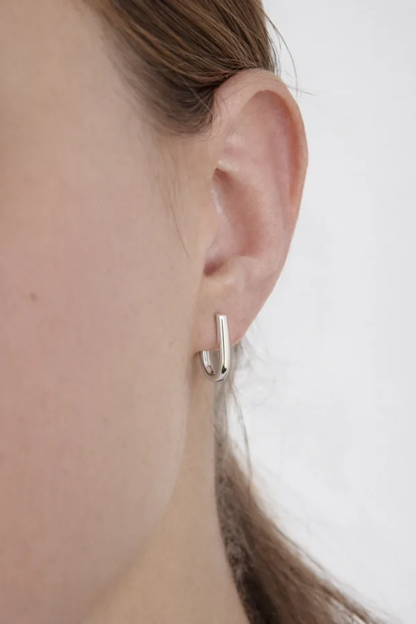 Lock Silver Hoop Earrings