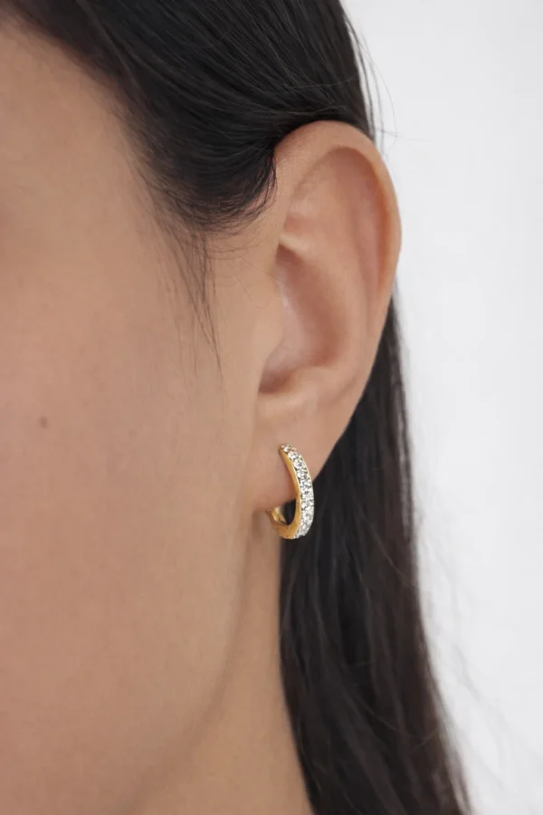 Roulette Gold Pave Huggies