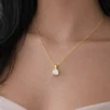 Square Gold Solitaire Necklace
